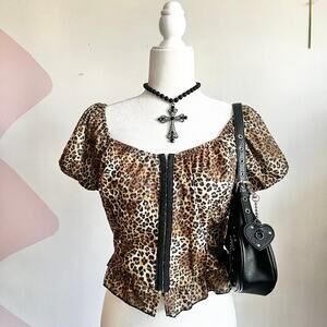 Leopard‎ Corset Top, Y2K Coquette Soft Grunge Clubwear Edgy 2000s Large